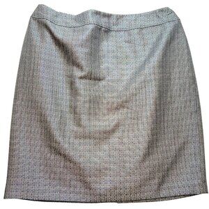 Jones Studio Women's Tweed Pencil Skirt Flat Front Size 24W Tan Back Slit Zip